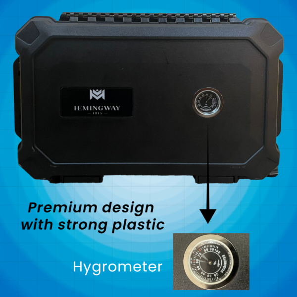 Hemingway Travel Cigar Humidor Case,15 Cigar Capacity, Portable Cigar Box with Built-In Hygrometer & Humidifier, Airtight Waterproof Humidor for Travel, Durable Plastic Protection, free lighter - Image 7