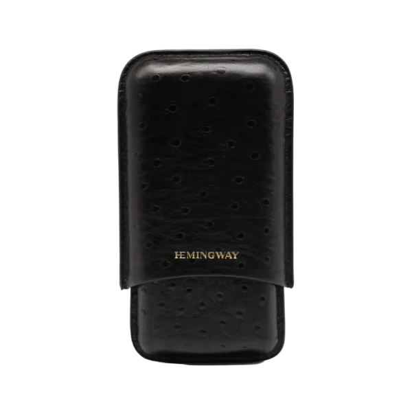 HEMINGWAY PORTABLE CIGAR CASE 3 CIGARS HOLDER PREMIUM LEATHER CIGAR CASE – BLACK
