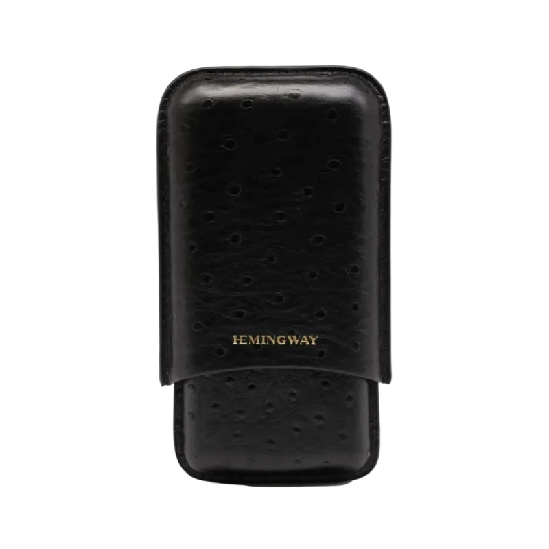 HEMINGWAY PORTABLE CIGAR CASE 3 CIGARS HOLDER PREMIUM LEATHER CIGAR CASE – BLACK