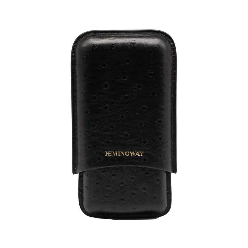 HEMINGWAY PORTABLE CIGAR CASE 3 CIGARS HOLDER PREMIUM LEATHER CIGAR CASE – BLACK