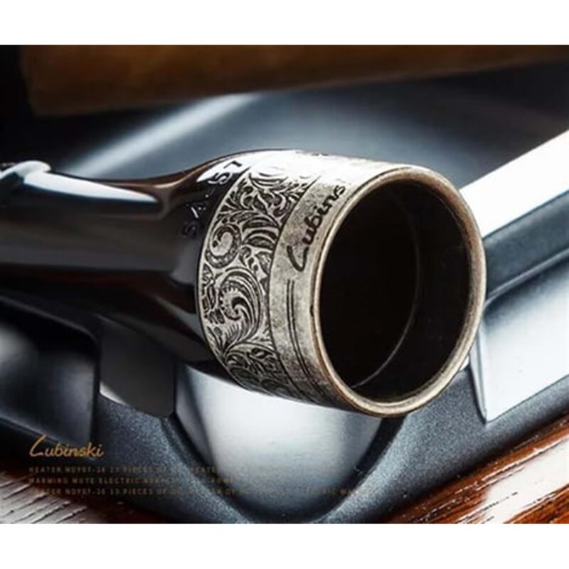 Lubinski 4-Piece Cigar Mouthpiece Set (42-57 Ring Gauge) - Premium Quality Black with Silver Band - Perfect for Cigar Lovers