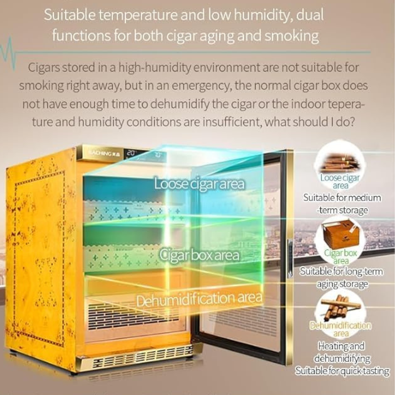 Raching 600 Count Electric Cigar Humidor Cabinet – Dual Zone Climate Control, Spanish Cedar Wood Interior, Luxury Wood Frame, Digital Temperature & Humidity Control, Cigar Aging Storage