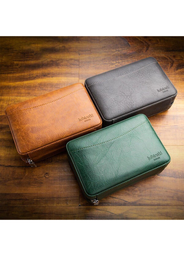 Lubinski Cigar Travel Humidor Set with 5-in-1 premium Lighter, inbulid  hydrometer - Premium Brown Leather, 6 Cigar Capacity, Compact and Durable for Travel - Ideal Gift for Cigar Enthusiasts - Image 7