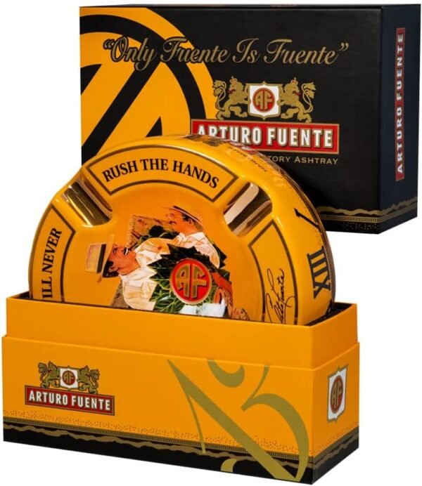 Arturo Fuente Cigar Ashtray, Premium Ceramic 4-Cigar Ashtray, Yellow Rush the Hands Design, Luxury Ashtray for Cigars, Smoking Accessories for Home, Office & Lounge