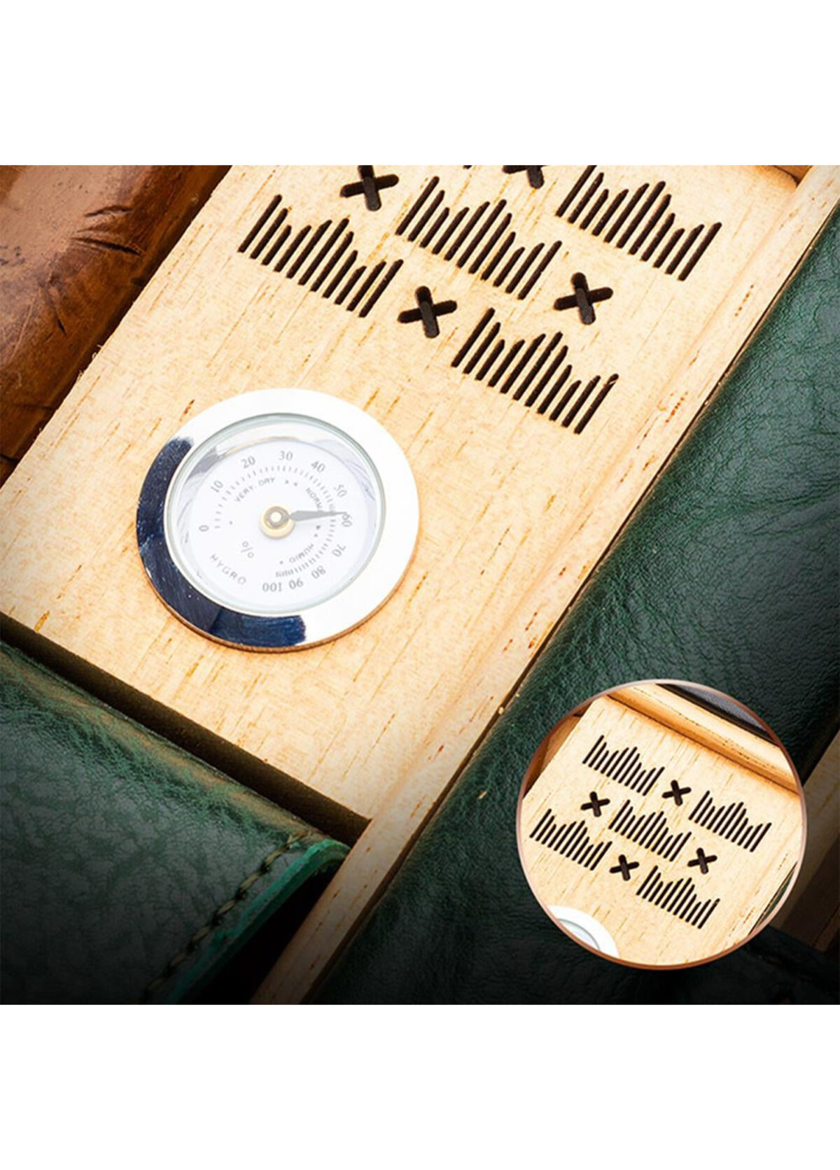 Lubinski Cigar Travel Humidor Set with 5-in-1 premium Lighter, inbulid hydrometer - Premium Black Leather, 6 Cigar Capacity, Compact and Durable for Travel - Ideal Gift for Cigar Enthusiasts