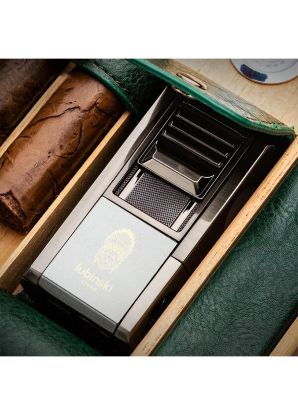 Lubinski Cigar Travel Humidor Set with 5-in-1 premium Lighter, inbulid  hydrometer - Premium Black Leather, 6 Cigar Capacity, Compact and Durable for Travel - Ideal Gift for Cigar Enthusiasts - Image 7