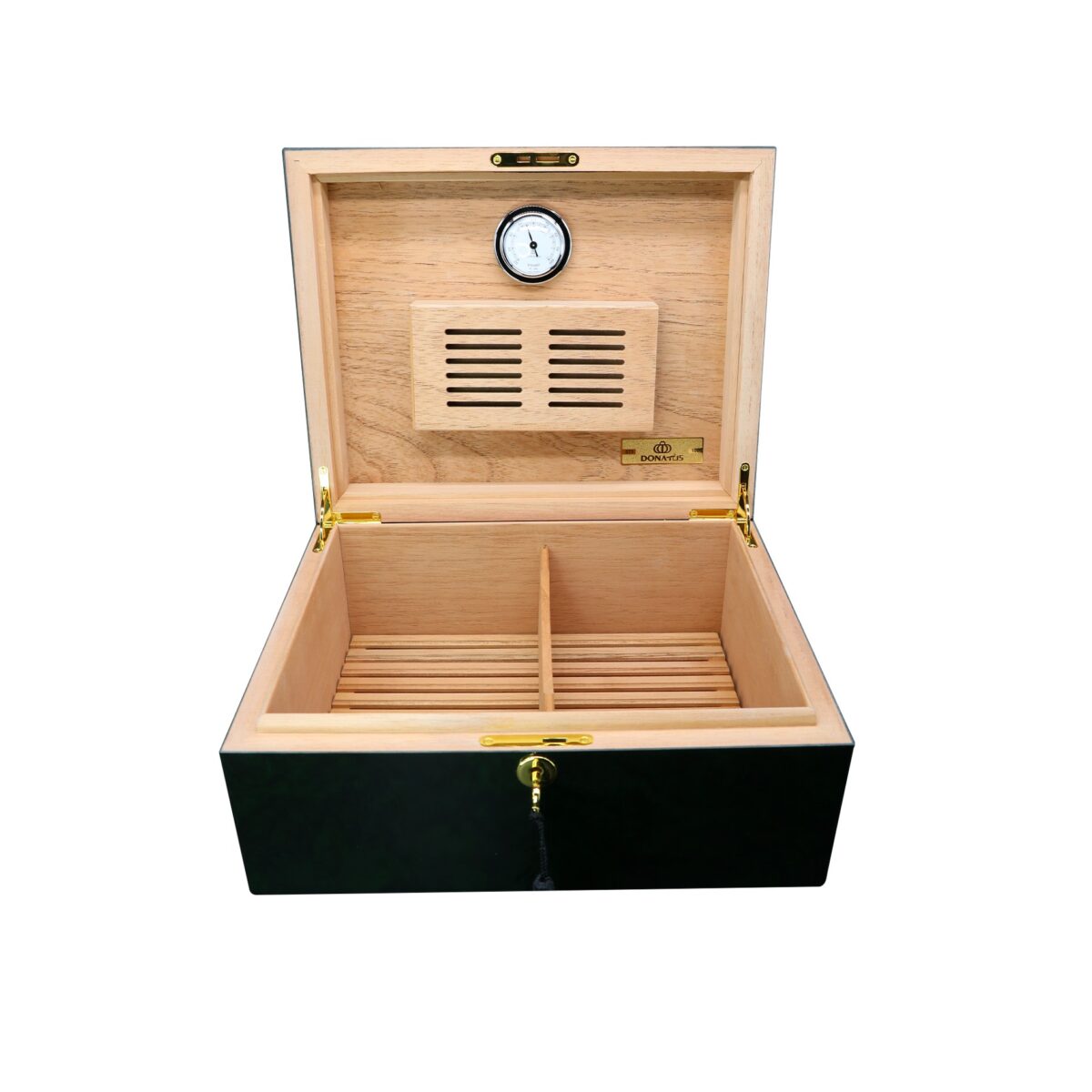 DONATUS Luxury Dark Green Desktop Cigar Humidor – 200 Cigar Capacity, Premium Quality with Hygrometer inbuild & Key Lock | Perfect Gift for Cigar Enthusiasts