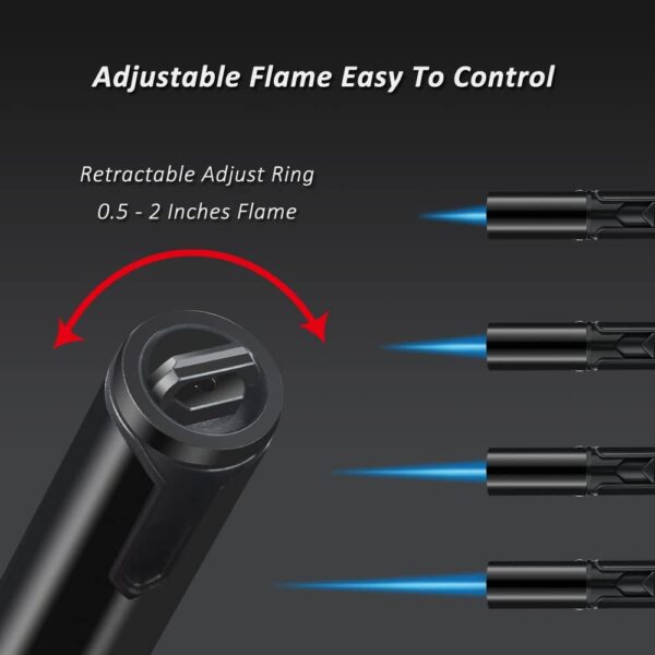 Windproof Torch Flame Lighter – Refillable Butane, Adjustable Blue Flame, Premium Metal Design (Gas Not Included) - Image 4