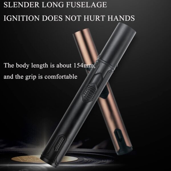 Windproof Torch Flame Lighter – Refillable Butane, Adjustable Blue Flame, Premium Metal Design (Gas Not Included) - Image 5