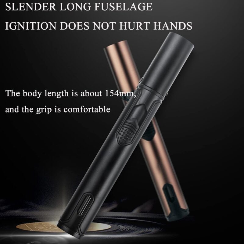 Windproof Torch Flame Lighter – Refillable Butane, Adjustable Blue Flame, Premium Metal Design (Gas Not Included)