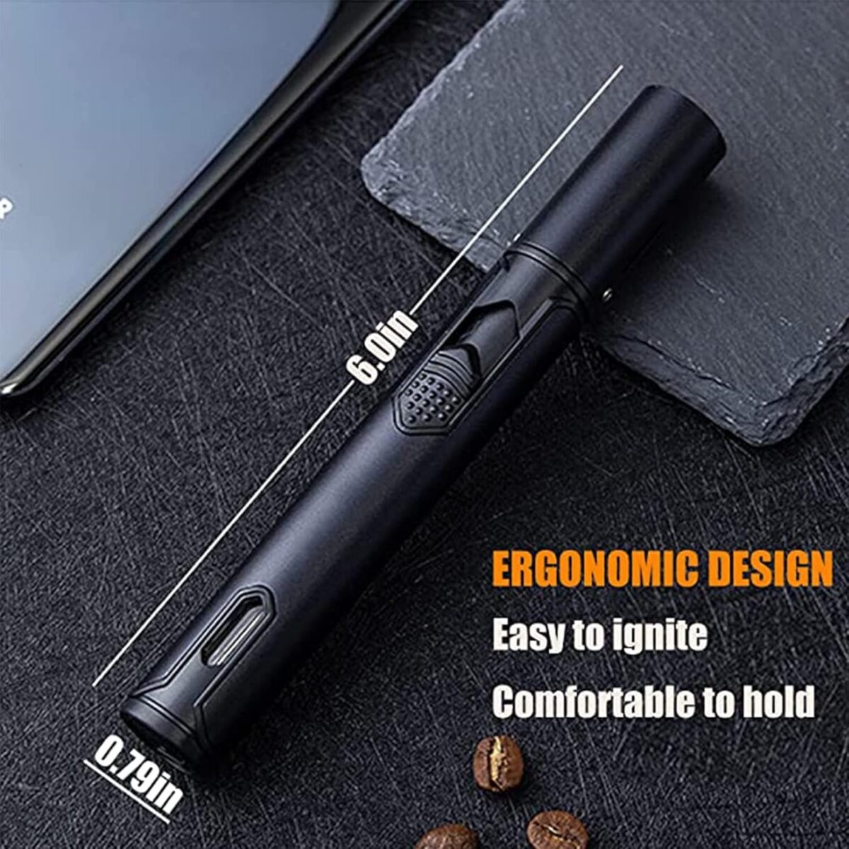 Windproof Torch Flame Lighter – Refillable Butane, Adjustable Blue Flame, Premium Metal Design (Gas Not Included)