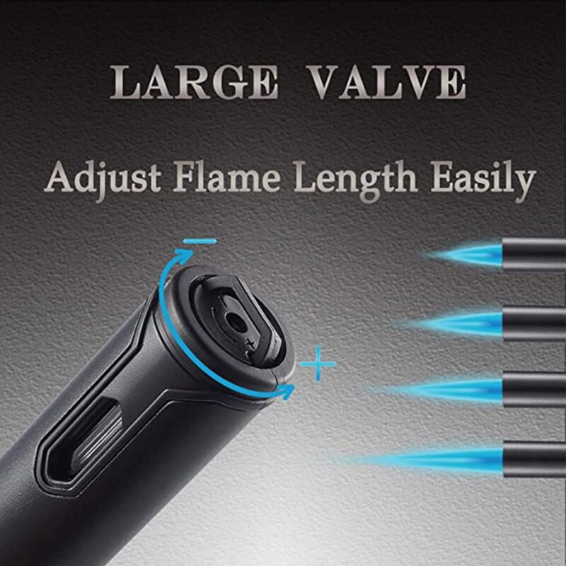 Windproof Torch Flame Lighter – Refillable Butane, Adjustable Blue Flame, Premium Metal Design (Gas Not Included)