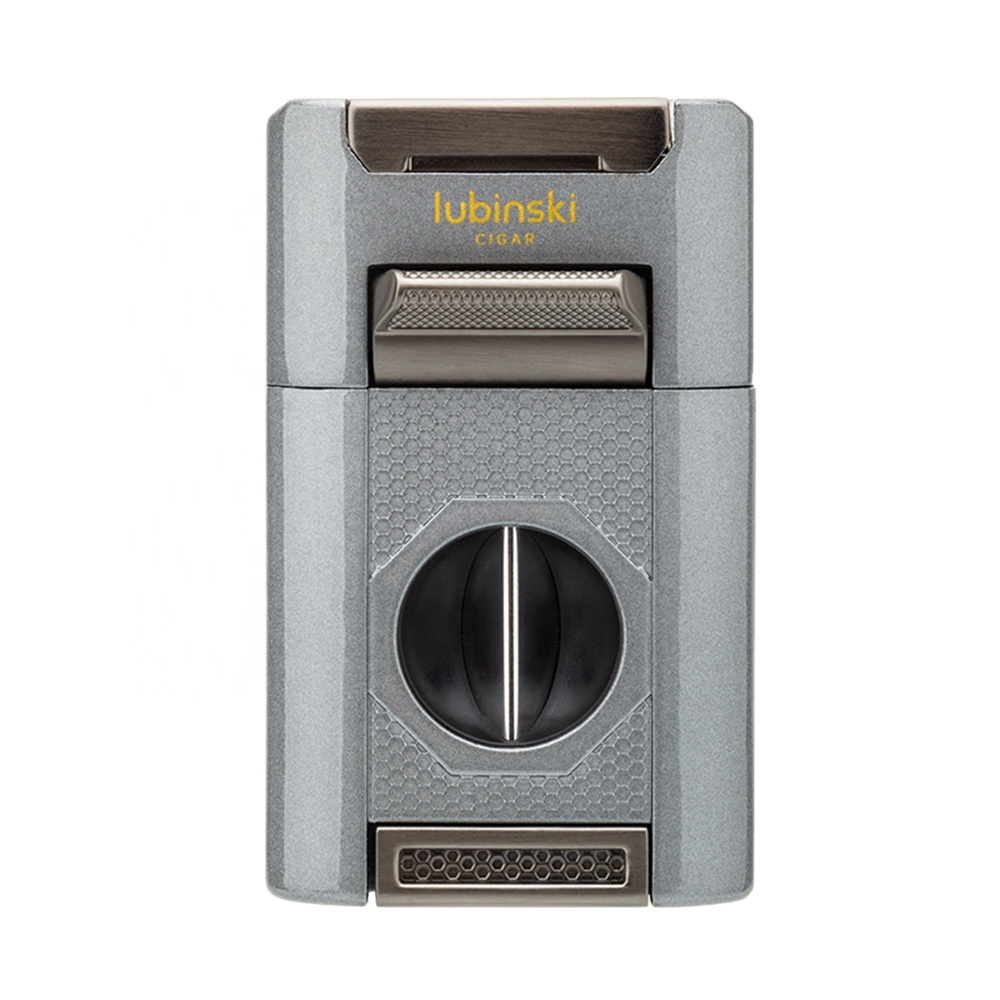 Lubinski Jet Flame Cigar Torch Lighter – Windproof Refillable Butane with Built-In Cigar Rest