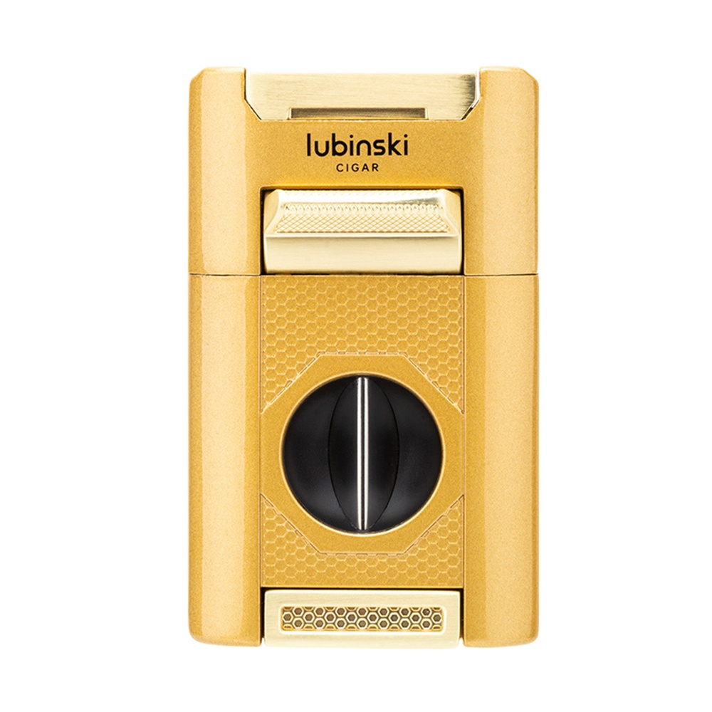 Lubinski Jet Flame Cigar Torch Lighter – Windproof Refillable Butane Lighter with Built-In Cigar Rest