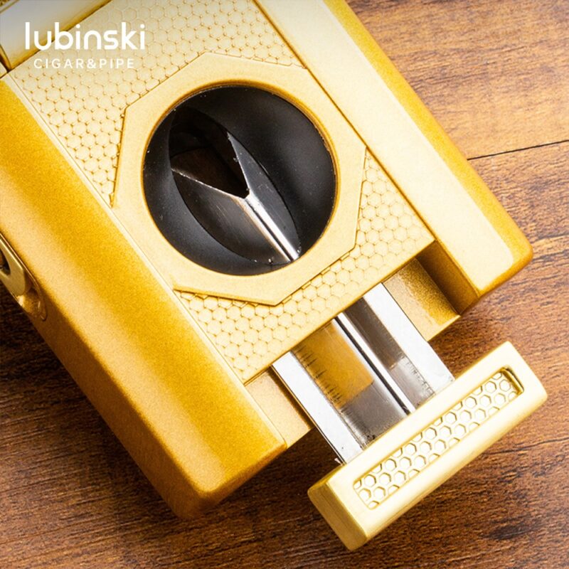 Lubinski Jet Flame Cigar Torch Lighter – Windproof Refillable Butane Lighter with Built-In Cigar Rest