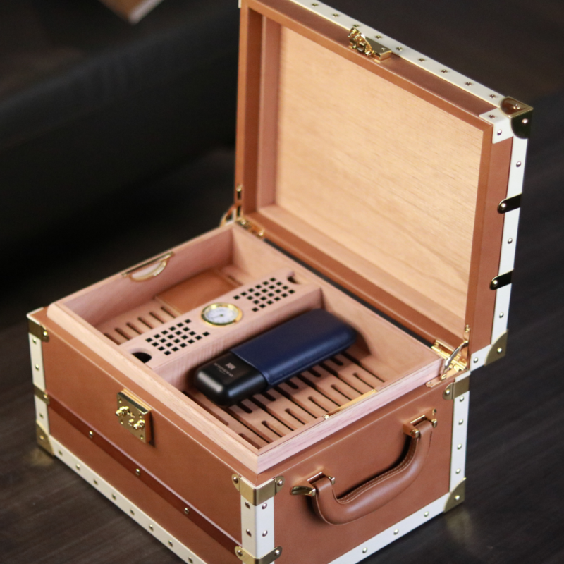 Luxury Cigar Humidor Treasurer Brown