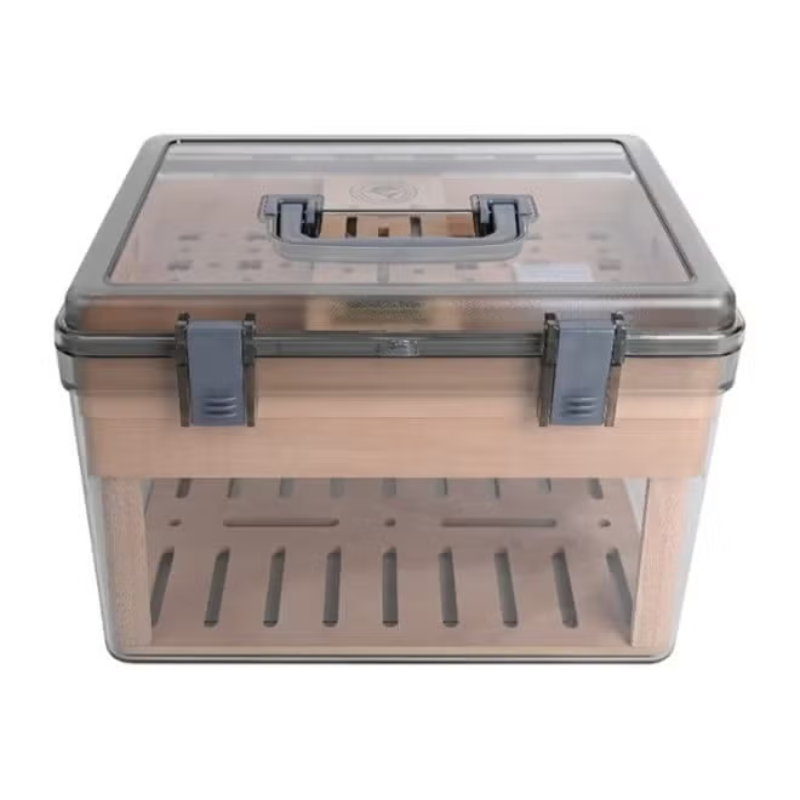 CIGARLOONG Large Transparent Acrylic Cigar Humidor with Hygrometer