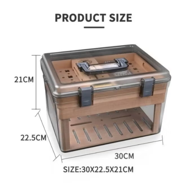 CIGARLOONG Large Transparent Acrylic Cigar Humidor with Hygrometer - Image 7